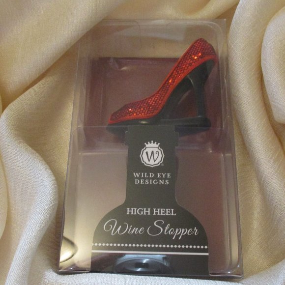 NEW Wild Eye Designs High Heel Glittery Red Wine / Bottle Stopper New in Box - Picture 3 of 6